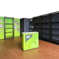 texConnect Textilmessestand mit Kabine und XXL Regalen