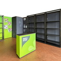 texConnect Textilmessestand mit Kabine und XXL Regalen
